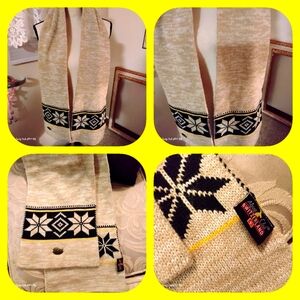 Alpine Club Switzerland Wool Blend  Snowflake Design Wide Scarf